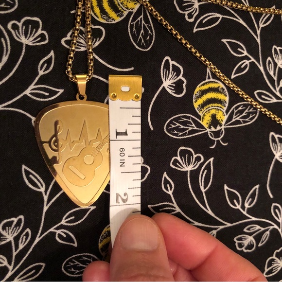 Gold Tone Guitar Pendant Necklace - Picture 9 of 9